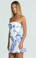 IVNO Porcelain Bloom Strapless Mini Dress