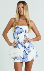 IVNO Porcelain Bloom Strapless Mini Dress