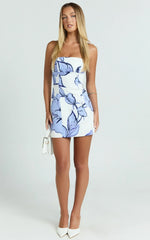 IVNO Porcelain Bloom Strapless Mini Dress