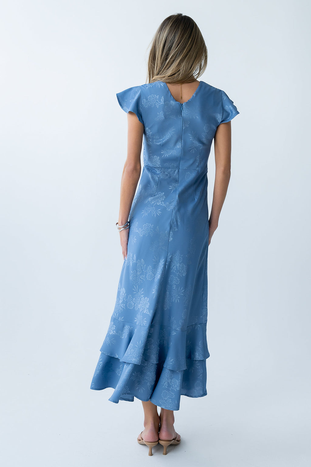 Blue Floral Print Maxi Dress - Blue - view 7