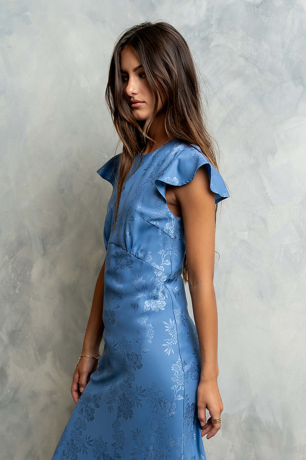Blue Floral Print Maxi Dress - Blue - view 4
