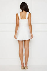 Elegant White Satin-Look Mini Dress - White - view 4