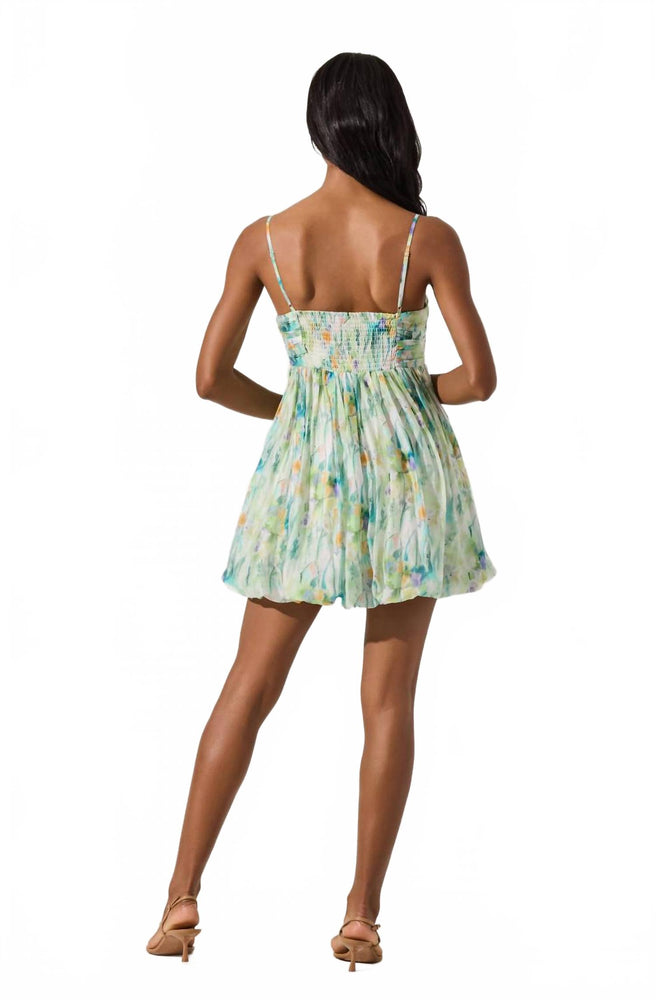 Green Abstract Bubble-Skirt Mini Dress - Green - view 9