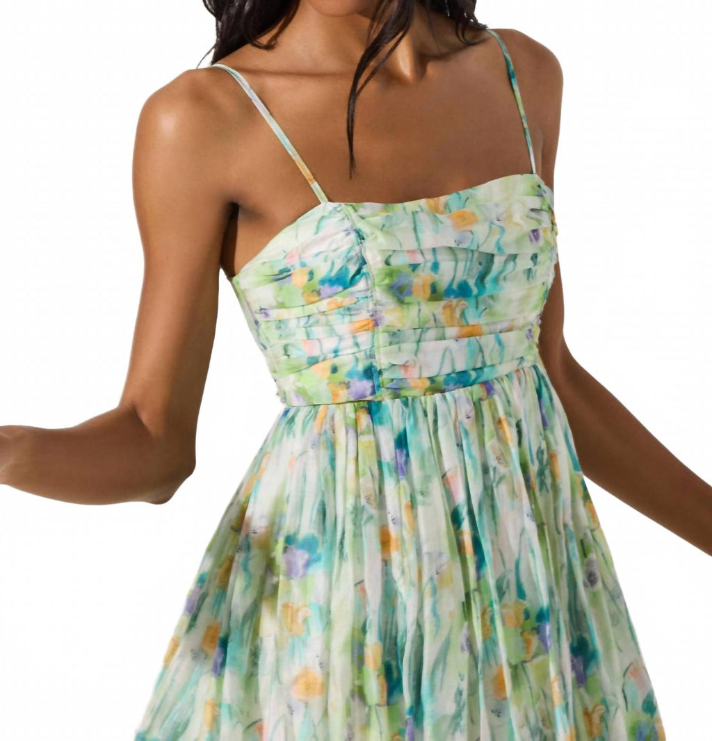 Green Abstract Bubble-Skirt Mini Dress - Green - view 5